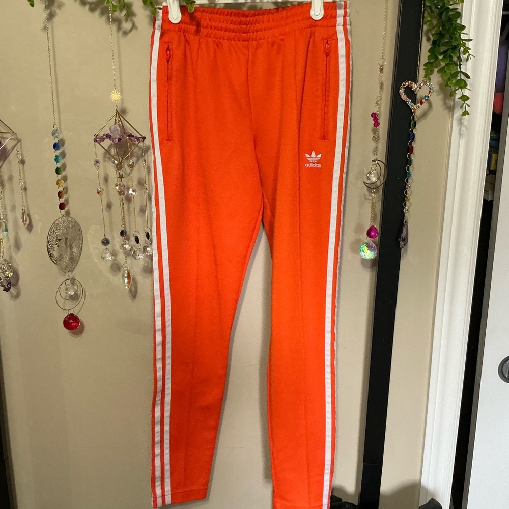 Adidas Orange and White Pants for Athleisure